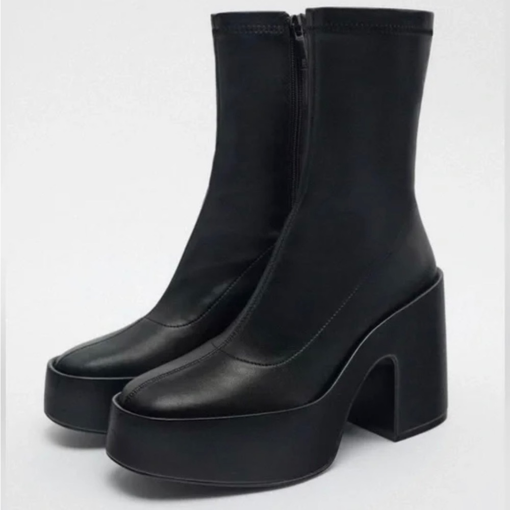 Zara platform heeled ankle boots